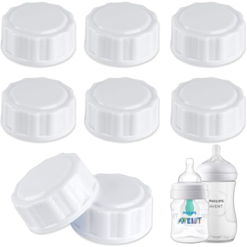 Image of (8-PCs) Travel Bottle Caps Compatible with Avent Bottles, Bottle Lids Replacement White