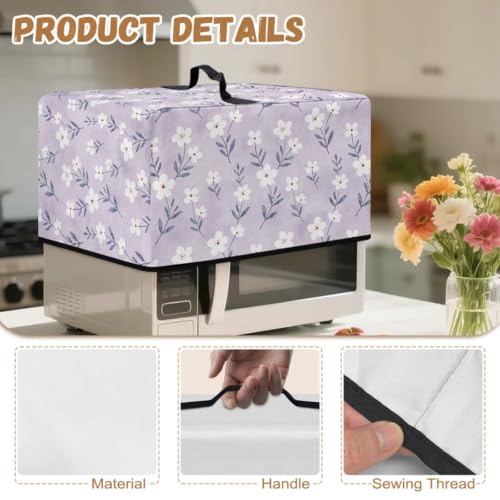 Image of Microwave Oven Cover Small Appliance Dust Cover Protective Toaster Oven Protector for Kitchen Countertop Decor and Accessories, L, Floral Violet