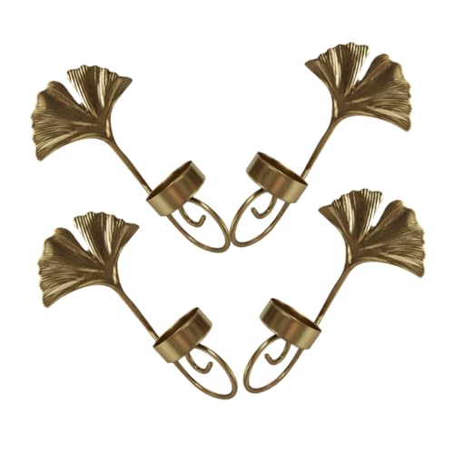 Cabilock 4 pezzi Portacandele da Parete in Metallo Forma Foglia Supporto Decorativo per Candele Soggiorno Camera da Unico e Resistente