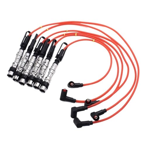 6Pcs Ignition Coil Spark Plugs Wires Cable Red Compatible For Golf III Corrado VR6 2.8 2.9 AAA ABV With Puller 021905409AD
