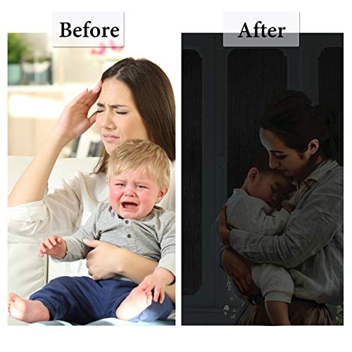 Image of KESPEN Total Blackout Window Film Privacy Static Cling, 100% Light Blocking Anti-UV Room Darkening Glass Tint, Heat Control Reusable Door Cover for Day Sleeping with Grid Line,35.4 Inch X 6.5 Feet