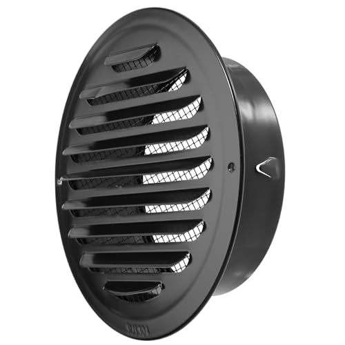 OGANAZI 6 Inch Stainless Steel Air Vent Black Soffit Vents Round Vent Cover Soffit Exhaust Vents with Built-in Fine Mesh for Kitchen Bathroom Garage Office and Warehouse Ventilation