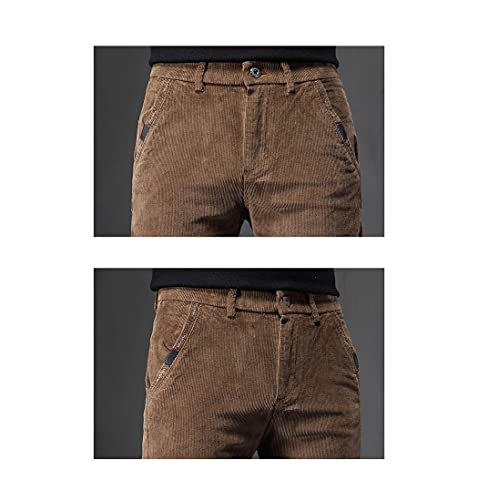 Pantalon velours côtelé homme slim coton stretch décontracté automne marron - 4