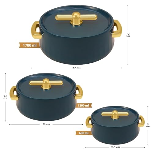 Casserole Inner Steel |BPA Free|Advanced P.U. Insulation|Keeps Food hot & Fresh Chapati, Roti, Biryani Set of 3 (1700ml, 1200ml, 600ml) (Emerald Green) by Generic - Used condition - Image 2