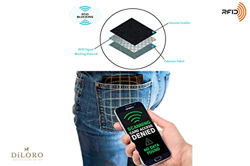 Image of DiLoro Mens Large Leather Bifold Wallet Flip ID Zipper Coin Compartment | Large capacity mens bifold wallet featuring dual flip ID windows, a coin pocket, and a YKK zippered compartment