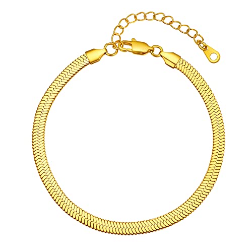 Bestyle Bracelet de Cheville Serpent Homme Femme Chaine Cheville Largeur 5MM Acier Inoxydable Or 22cm+5cm