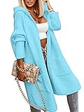 Picture of Aoysky Womens Long Cardigans Cable Knitted Open Front Oversized Hooded Outerwear Sweater Coat Mint