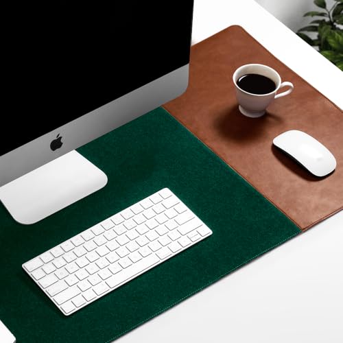Image of DailyObjects Turf 2.0 Desk Mat | Super Smooth Felt for Gaming Home and Office | Vegan Leather | Work from Home Solution for Laptop Keyboard and Mouse | Reversible Anti Slip Water Resistant - Green