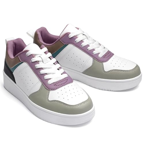 Bigwow Fashion Women's Sneakers Faux PU Leather Lace-Up Platform Low Top Sneaker Comfy Non-Slip Spring Casual Walking Shoes2