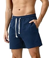 Arjen Kroos Mens Shorts Summer Classic Sweat Cotton Shorts 5 Inch Running Pants with Zipper Pockets Casual Basketball Quick Dry Dark Blue Swim Trunks, Dark Blue, Medium