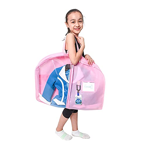 Waterproof Hanging Garment Bag 40 Inch Clothes Bag With Gusset, 5 Pockets & Side Zip For Dance Costumes, Sports, Skating, Theatre, Beauty Pageants, Cheer & More By Kendall Country, Cotton Candy Pink #TOP1