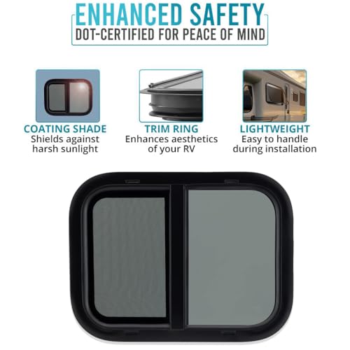 PROFLEX RV Window Horizontal Slide 24" W x 20" H – Ultra Thick 5 MM Tempered Glass, DOT Certified RV Replacement Windows with Trim Rings for 1-1/2’’ Wall – Camper Windows RV Replacement with Screen - Image 5