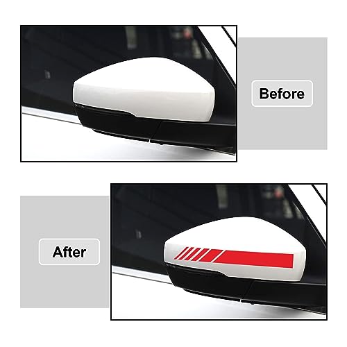 Image of Augeny 4 PCS Car Rear View Mirror Stickers, Waterproof Vinyl Auto Side Rearview Mirror Stripes, Universal Reflective Anti-Collision Striped Warning Decal for Most Vehicles (Red)