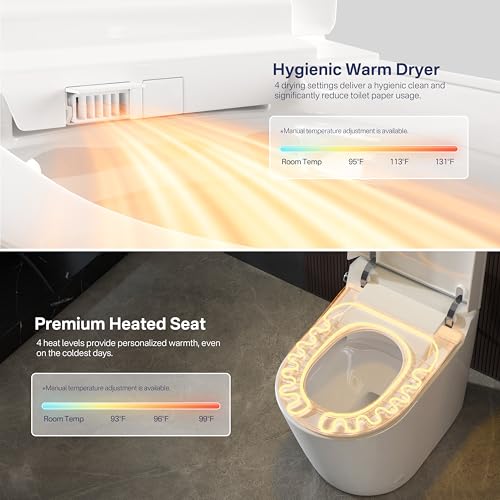 Image of Eridanus One Piece Smart Bidet Toilet, Foot Sensor Flush, Wash & Dry, White