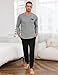 Uniexcosm Schlafanzug Herren Lang Zweiteiler Pyjama Set Herbst Winter Nachtwäsche Rundhals Langarm Oberteil und Pyjamahose Schlafanzüge für Männer B:Grau 3XL