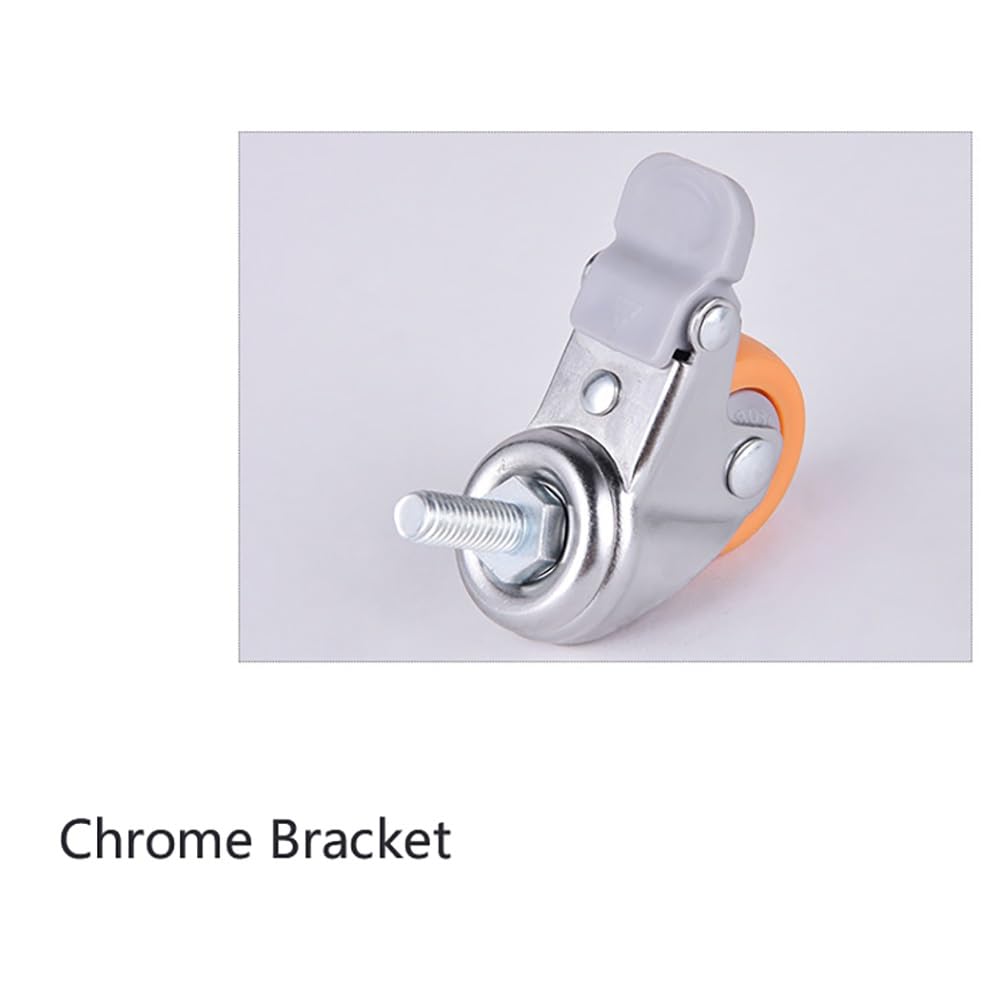 Gerrit 1" Orange Nylon Casters with Threaded Stem, Metric M6 Threaded Rods, Silent Swivel Casters with Brakes for Furniture Desk Chair Trolley