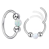Tutukyle Pendientes de aro para mujeres y hombres, aros de nariz, aros de ópalo para nariz, 8 mm/10 mm, aros pequeños para dormir, bisagra de acero quirúrgico 316L, aretes de aro para nariz, labio