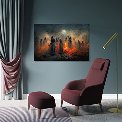 Horror Gothic, Halloween, Witch Art, Female Warrior With Sword, Dark Demon Art Painting Posters (10) Canvas Wall Art Prints For Wall Decor Room Decor Bedroom Decor Gifts 24X36Inch(60X90Cm) Frame-Sty #TOP3