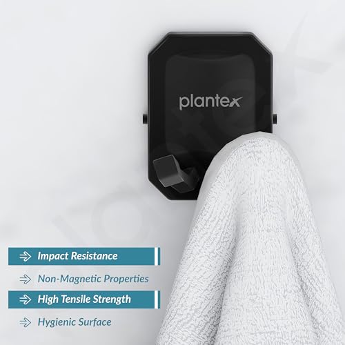 Image of Plantex 304 Grade Stainless Steel Robe Hook for Bathroom /Cloth-Towel Hanger /Hooks for Wall /Bathroom Accessories - Cute (Black)