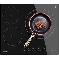 Vitrocerámica Aspes Ideal 4 Fuegos Cecotec Placa Vitrocerámica 3 Fuegos Bolero Squad V 3000. Potencia 6200 W, 9 Niveles de Potencia, Control Táctil, Detector de Sartenes hasta 295 mm, Temporizador, Kidlock