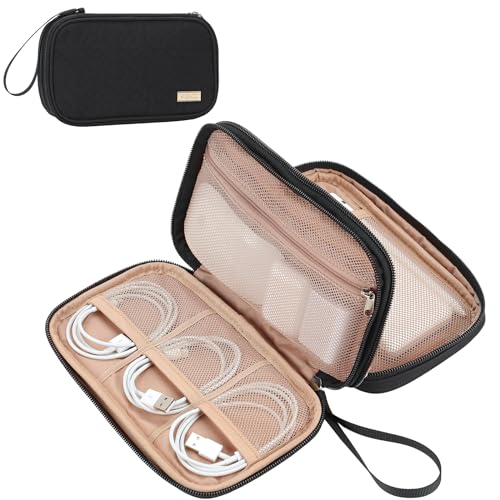 NISHEL Travel Cord Organizer Case, Double Layers Tech Electronic Bag, Essentials for Charger, Cable,