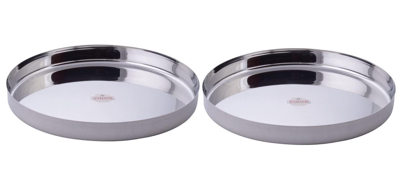 Vinod Stainless Steel Traditional Plate/Bhojan Thali/Khumcha Thali/Dinner Plate, Set of 2, Dia: 26 cm(10.2 inch)-picture-17