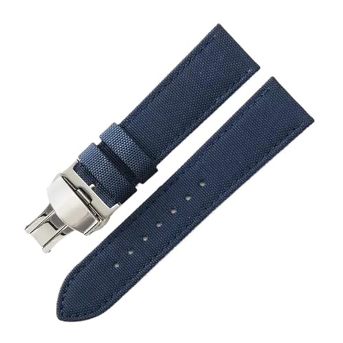 Bracelet de montre en nylon 20mm compatible Citizen Eco-Drive BM8475 bleu