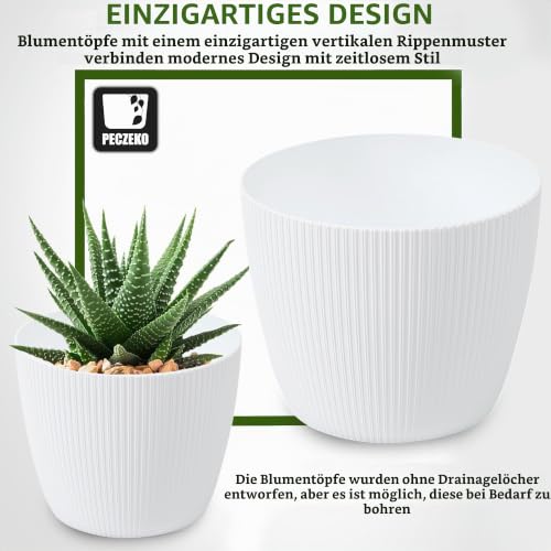 PECZEKO Blumentopf matt, Pflanzkübel aus Übertopf Kunststoff Dekorativer Topf für, groß Pflanzen 2X blumenkübel Set… – Ansicht 4