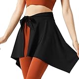 LJVOGUES Butt Cover up for Leggings, Ballet Wrap Skirt Women Gym Cover Up Dance Wraps Skirt, Athletic Skirt for Yoga Gym Black