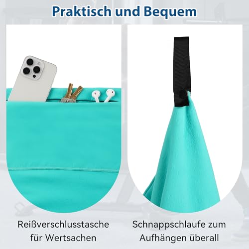 Novent Fitness Handtuch aus Mikrofaser 2er Set, 120x50cm Gym Handtuch mit Reißverschluss Tasche, Kompakt… – Ansicht 6