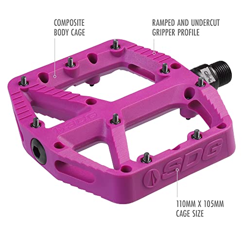 SDG Components, Comp, Platform Pedals, Body: Composite, Spindle: Cr-Mo, 9/16'', Purple, Pair - Image 3