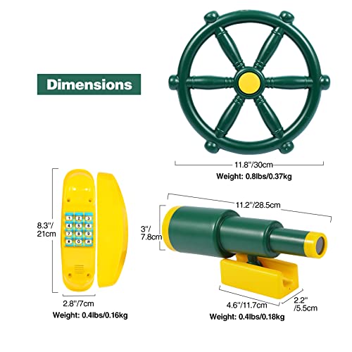 RedSwing Playground Accessories for Kids, Play Set Attachments with Pirate Ship Wheel, Telescope and Telephone for Outdoor Backyard, Swing Set Replacement for Treehouse, Easy to Set Up - Thumbnail 2