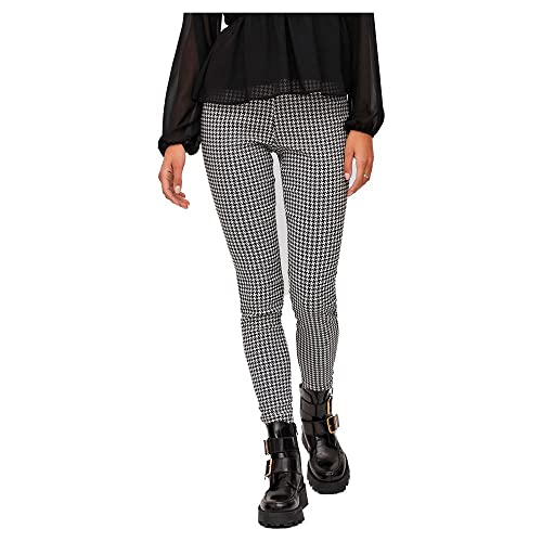 Vila Mujer VILAURA Lou HW 7/8 Noos Leggings, Blanco Nieve/patrón: Plia Black, S, Blanco/Pattern:Plia Black, S