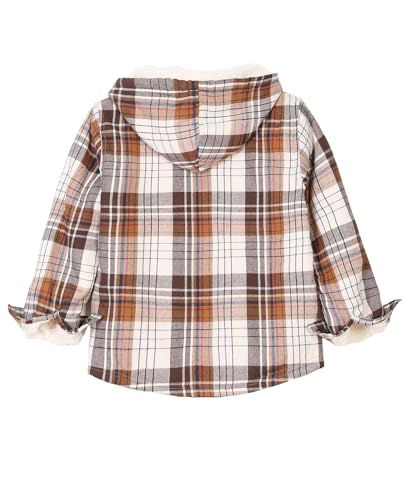 ZENTHACE Girls Sherpa Lined Full Zip Up Plaid Flannel Shirt Fuzzy Hooded Flannel Jacket with Hand Pockets3