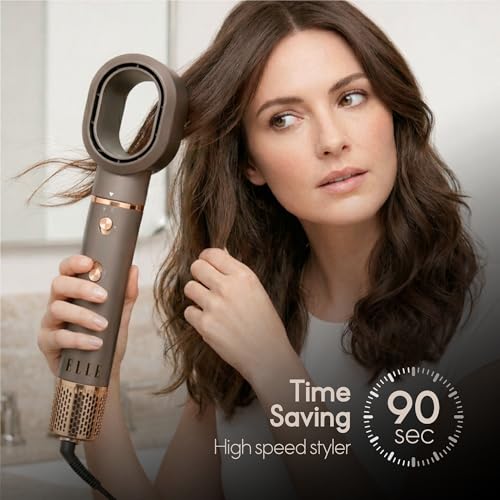 Image of ELLE 3-in-1 Dryer, Straightener & Volumizer I Hot Air Brush for Women | Anti-Frizz Ionic Technology | 2X Shine, 70% Less Frizz | Salon Style Blow Dry Finish at Home