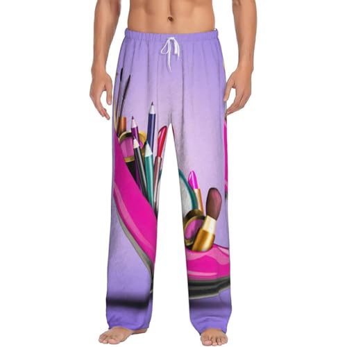 Pantalon de pyjama en flanelle imprimé chaussures maquillage, cadeau homme original