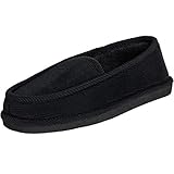 CLOVERLY Men's Corduroy House Slippers Moccasins Loafers Slip-on Shoes (11, Black)