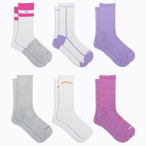 Image of Merrell Men's and Women's Recycled Cushioned Crew Socks-6 & 12 Pairs-Hiking Arch Support