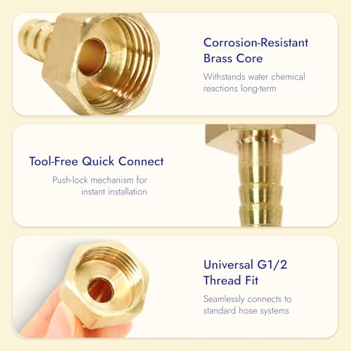 2 Piezas Conectores de Latón, Macizo de 10 mm a Rosca, Hembra BSP de 1/2 Pulgada para Manguera, Acoplador Adaptador de Púas para Agua, Aire, Combustible, Aceite, Gas, Jardín, Piscina, Bricolaje - imagen 3