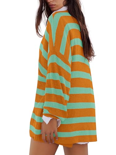 Image of Panadila Womens Striped Sweater Set Oversized Lounge Sets Matching Pajamas Long Sleeve Sweater Top and Shorts