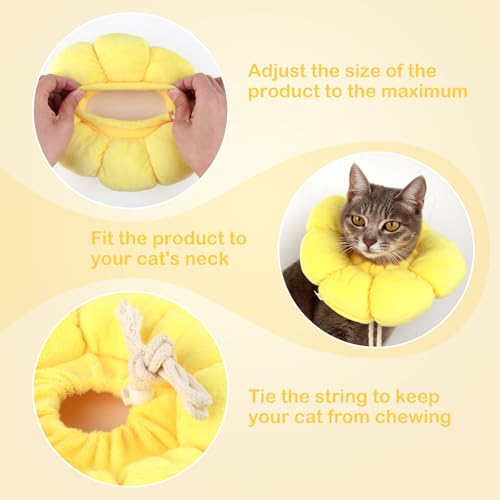 Halskrause Katze, Kragen Katze Set Mit Beißseil, Elisabethanischer Kragen Für Katzen, Verstellbares Halskrausen Für Katzen, Weicher Trichter Katze Für Katzen Mit Einem Kopfumfang Von 12-20cm