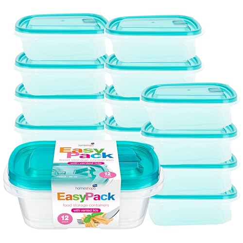 HOMESHOPA Plastic Food Storage Containers with Vented Lids, 12 Pack Leak Proof BPA Free Stackable Box, Microwave Freezer Dishwasher Safe, Reusable Airtight Meal Prep Lunch Boxes, 750ml/25oz