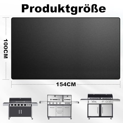 100x154 cm Feuerfeste Unterlage Feuerschutzmatte- Hitzebeständig bis 980°C Hitzeschutzmatte- Leicht zu Reinigende Bodenschutzmatte, kaminmatte- Schützt Terrasse & Rasen vor BBQ Fett und Funken