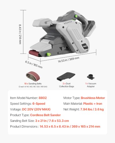 VEVOR Cordless Belt Sander