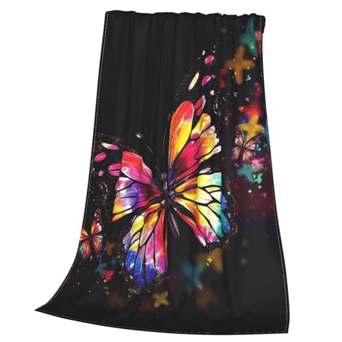 Couverture polaire papillon multicolore, le cadeau idéal chaud - 4