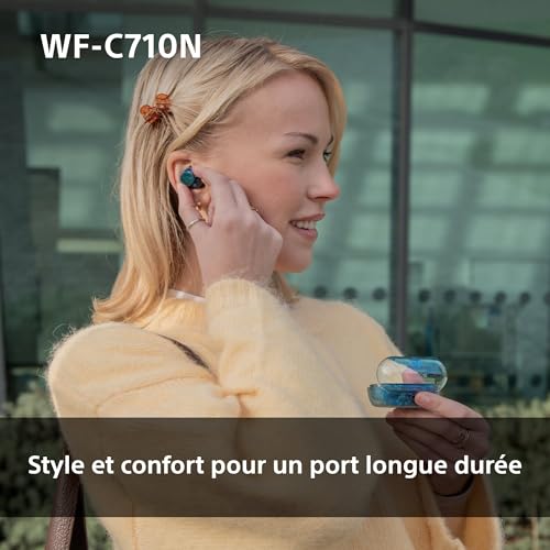 Sony WF-C710N - Écouteurs sans Fil à réduction de Bruit, écouteurs légers, Commandes tactiles, Connexion multipoint, IPX4, jusqu'à 40 HR de Pile, Charge Rapide, iOS et Android - Blanc