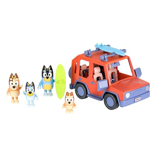 Miniatura 3 de Bluey Pack Del Todoterreno Familiar De Los Heeler Y 4 Figuras, Figuras De 6,3 Cm, 2 Tablas De Surf Y Pegatinas