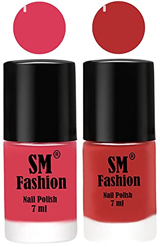 Image of Long Lasting Nail Polish | Nail Paint Combo 7 ml Each) - Set of 2 Rose-Coral Pink
