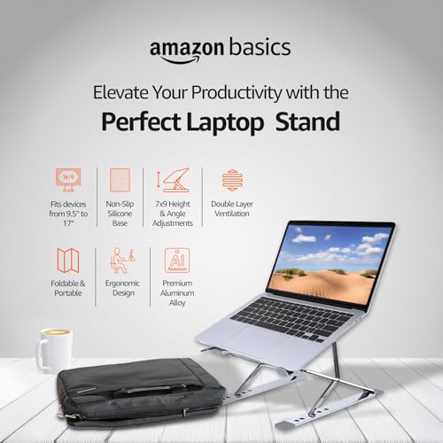 Amazon Basics Double Layer Laptop Stand, 7X9 Height & Angle Adjustable ...