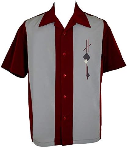 Lucky Paradise Mens Camp Shirt, Vintage Cuban Style Bowling Shirt ~ Schnapps